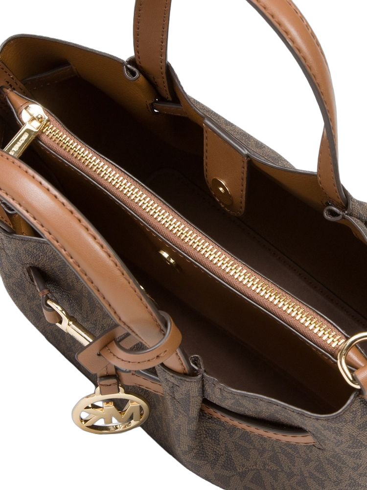 Michael Kors 100% Coated Canvas with leather trim top handle bag in brown