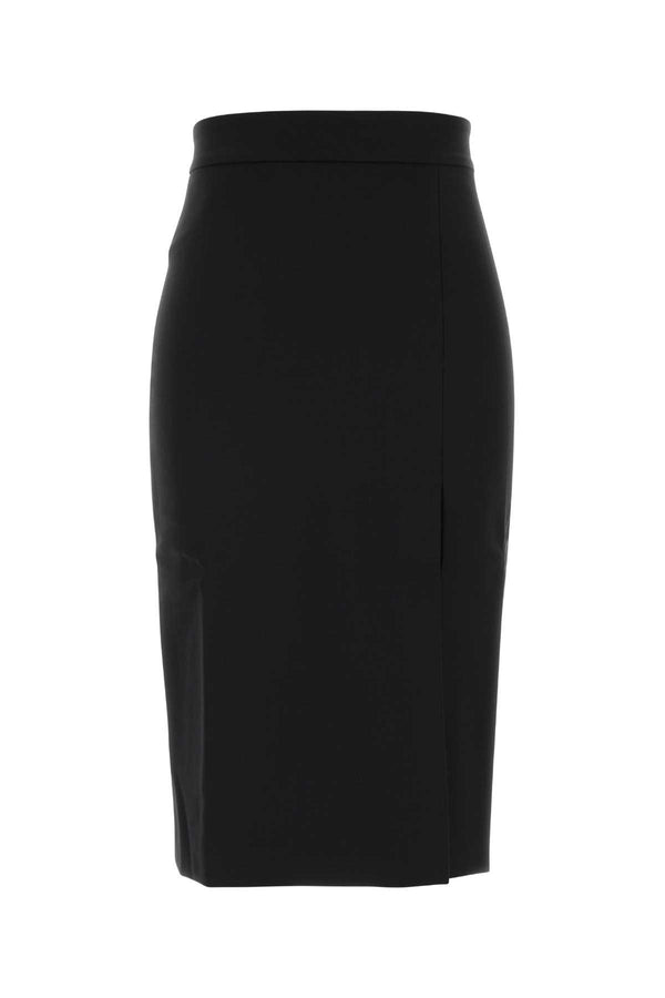 Black Stretch Gabardine Skirt Gonne