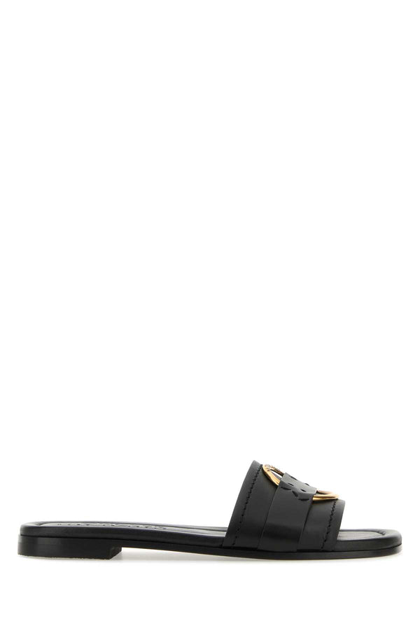 Moncler Stringate Exterior: 100% Leather slide in black