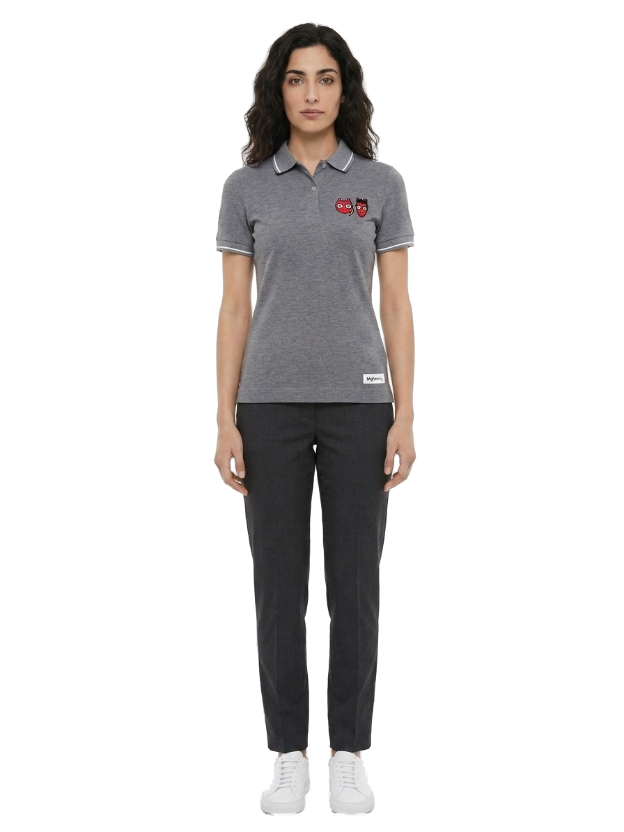 Gray Cotton Polo Shirt