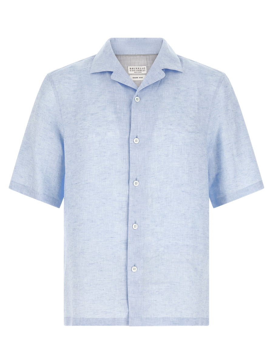 Brunello Cucinelli 100% linen shirt in blue