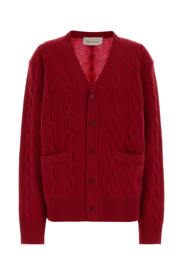 Red Wool Cardigan Rouge Rubis Exterior: Merino Maglieria
