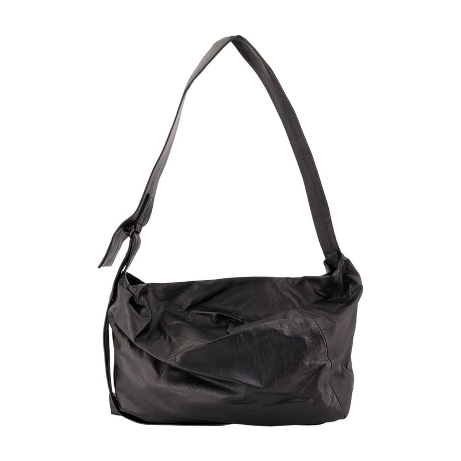 Puff M Shoulder Bag - Yohji Yamamoto Leather Black Cowhide / Shoulder-hobo-bags
