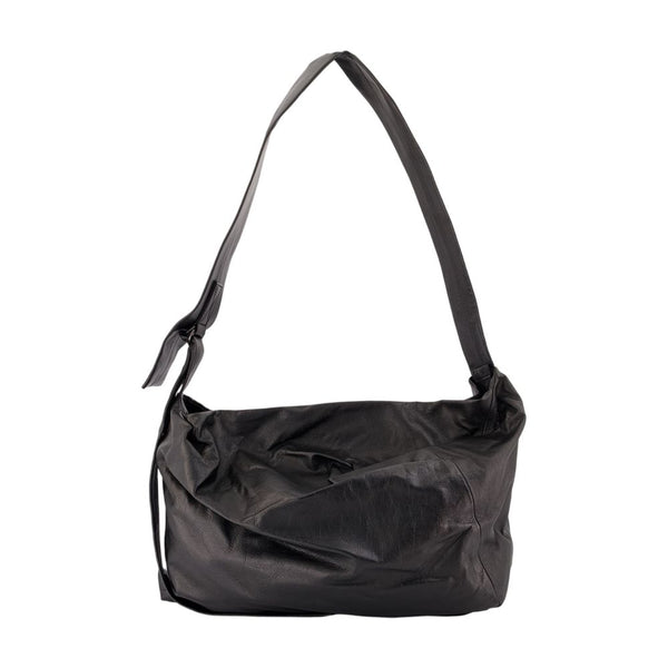 Puff M Shoulder Bag - Yohji Yamamoto Leather Black Cowhide / Shoulder-hobo-bags