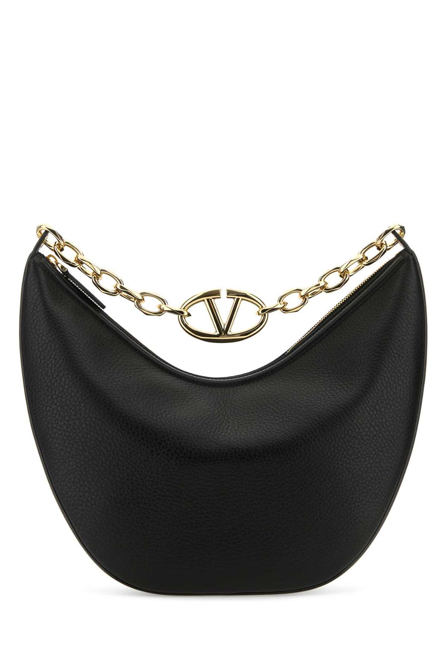 Valentino Garavani Hobo Exterior: 100% Calf. Lining: 100% Leather. Finishing: Golden metal shoulder bag in black