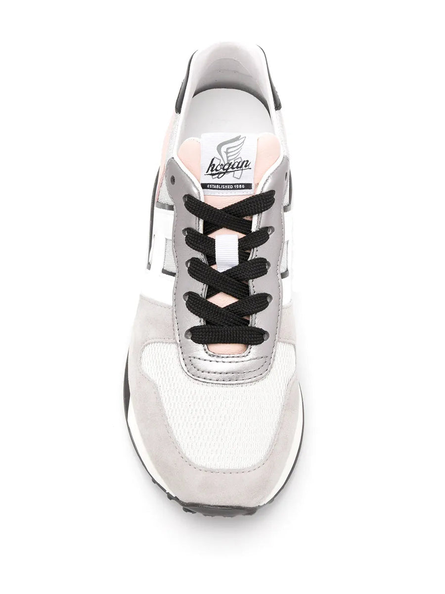 Hogan Calfskin and textile fibers sneaker in white
