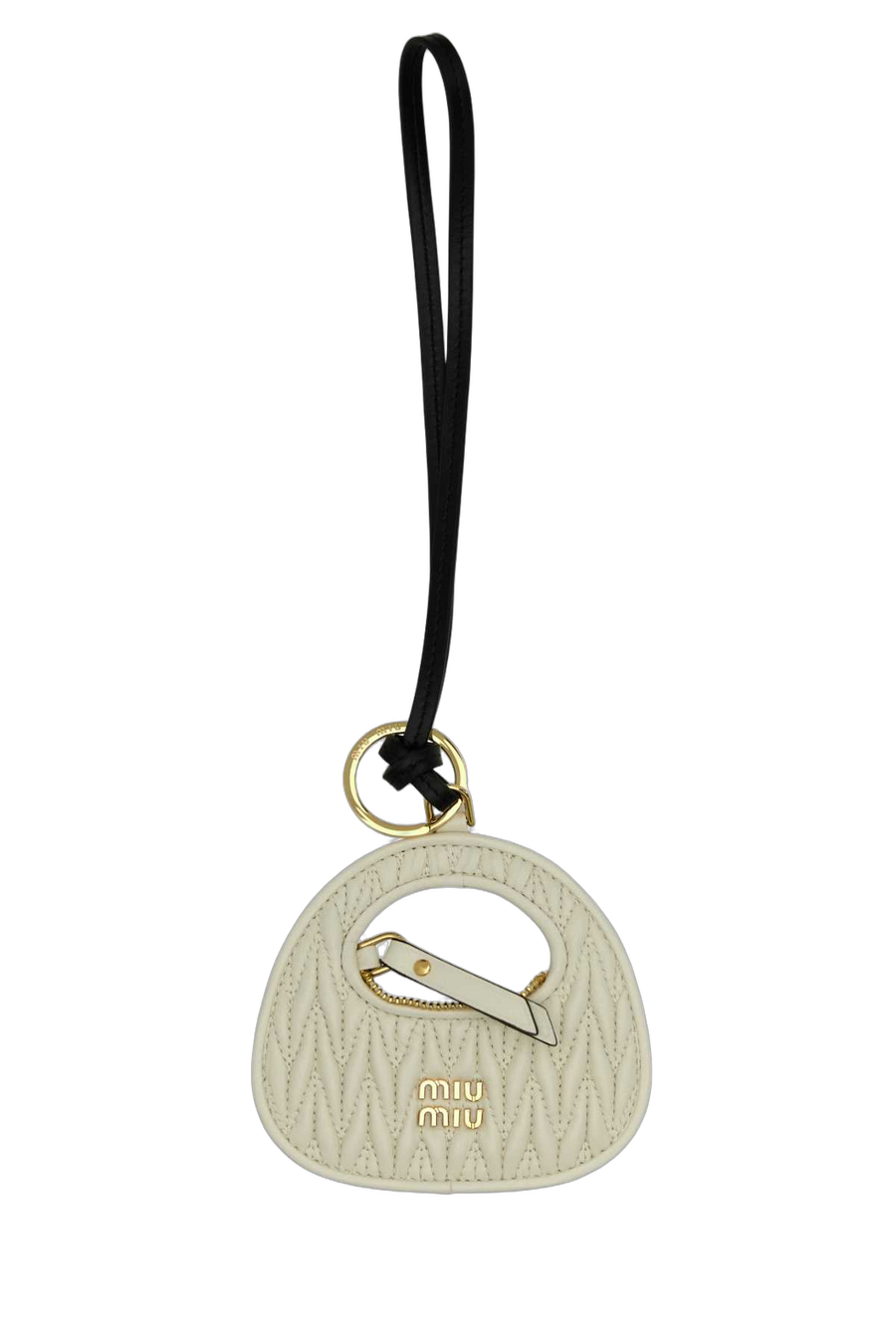 Miu Miu Exterior: 100% Leather; Finishing: Gold-plated metal key case in beige