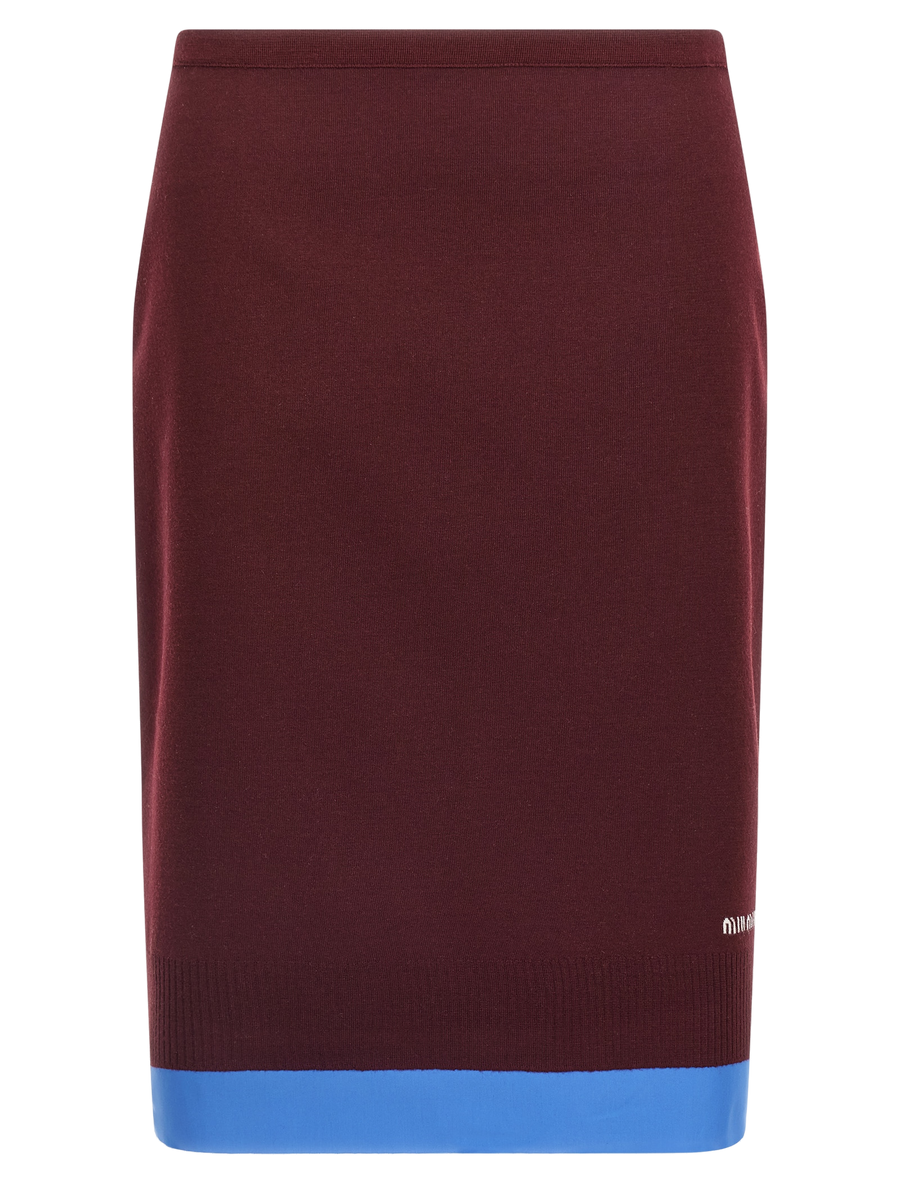 Bordeaux Virgin Wool Midi Skirt