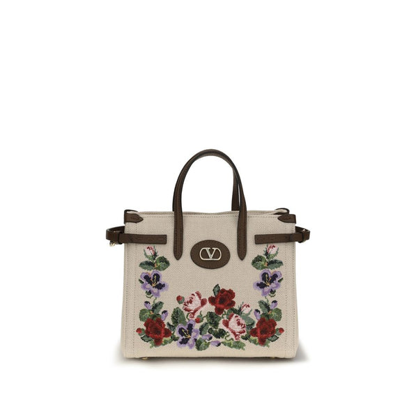 Valentino Garavani 100% Linen top handle bag in beige