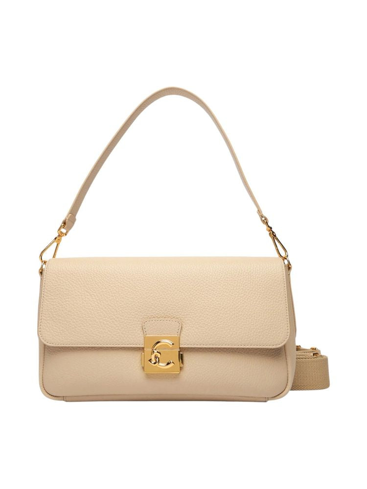 Coccinelle 100% Bovine Leather shoulder bag in beige