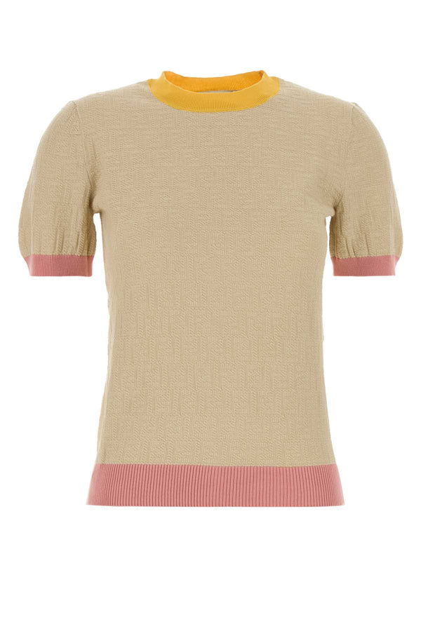 Sand Cotton Blend Sweater Ecru' Maglieria