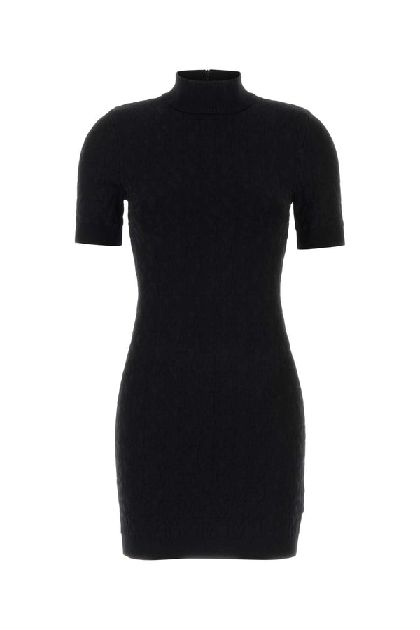 Black Knit Mini Dress Exterior: Viscose Polyester Abiti