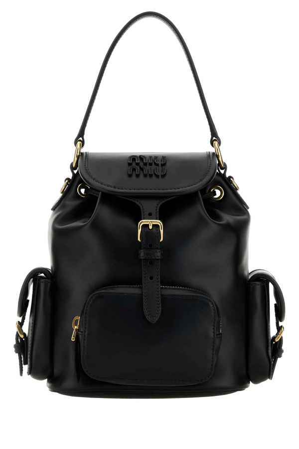 Black Leather Backpack Nero Borse A Mano