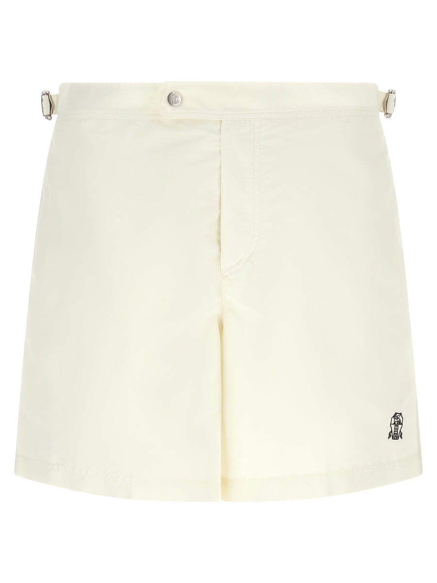 Brunello Cucinelli 100% polyester swim shorts in beige