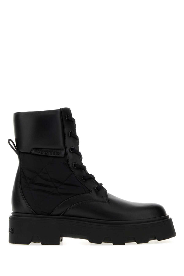 Black Leather And Fabric Aurea Ankle Boots 999 Stivali