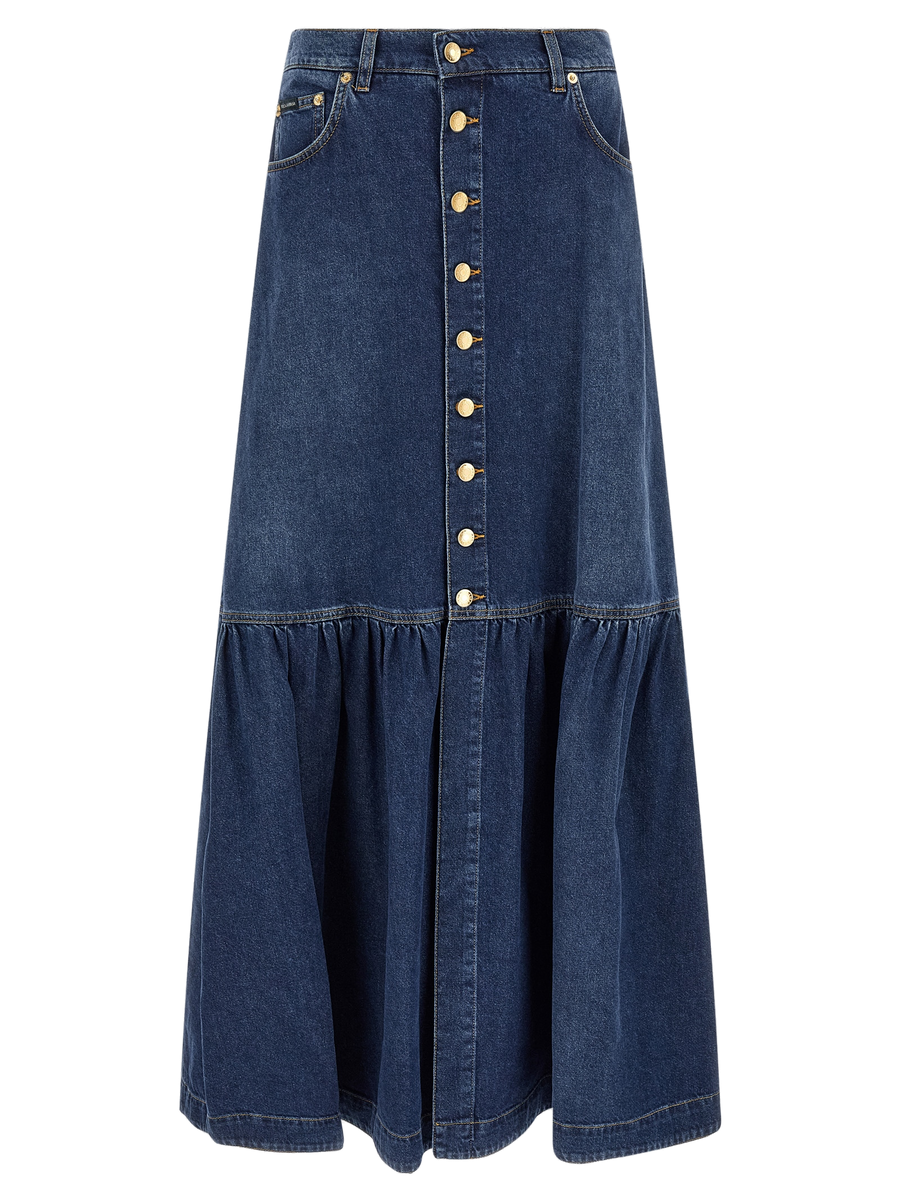 Blue Cotton Mini Skirt