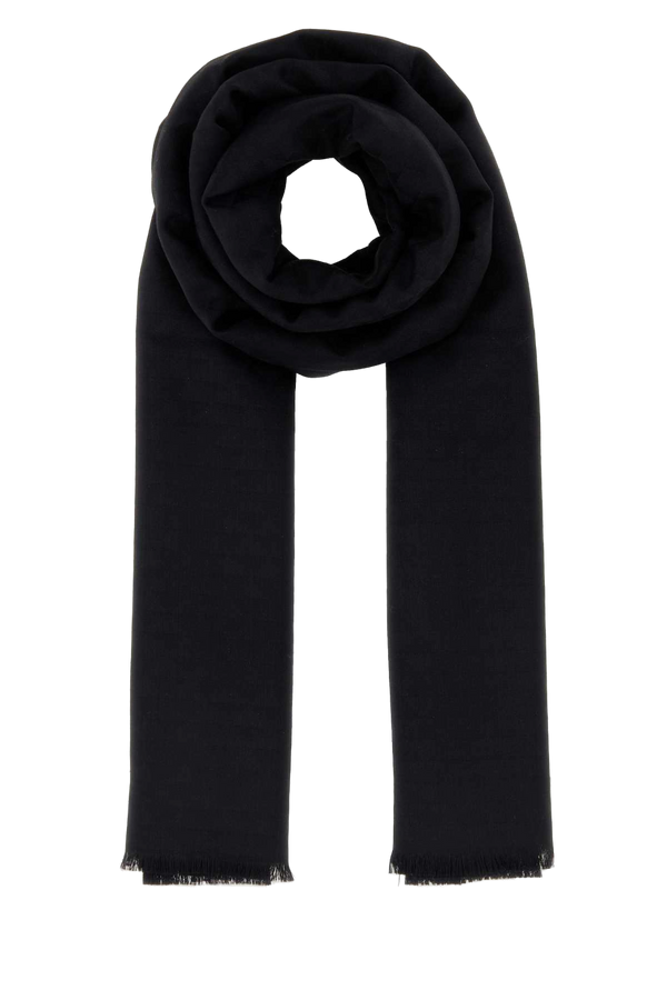 Black Jacquard Scarf Nero Exterior: Wool Silk Sciarpe E Foulard