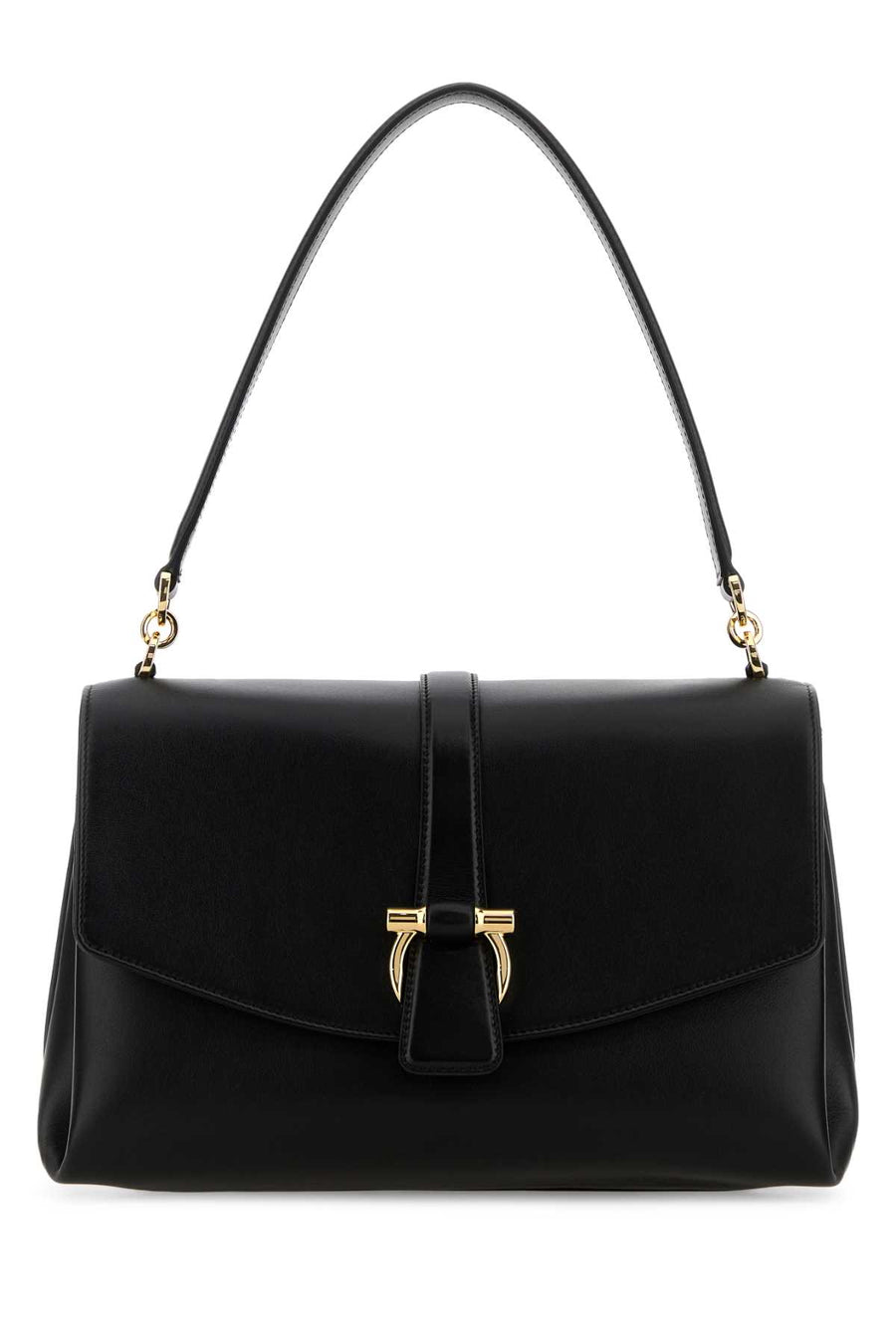 Ferragamo Exterior: 100% Calf; Lining: 100% Fabric; Finishing: Golden metal shoulder bag in black