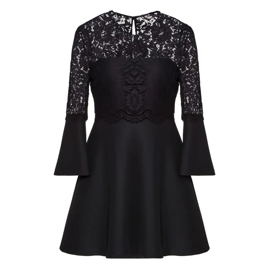 Valentino Lace and smooth fabric dress in black