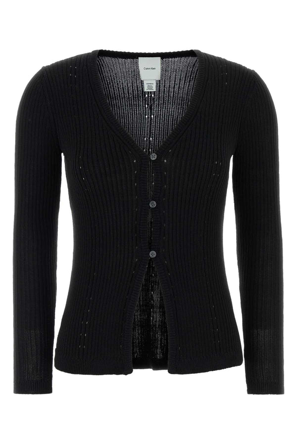 Black Knit Cardigan Exterior: Polyester Maglieria