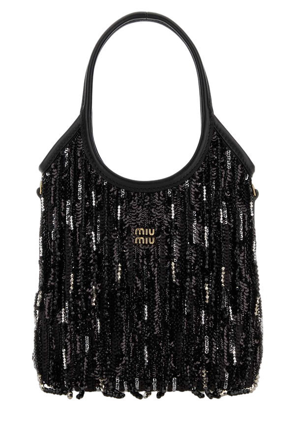 Miu Miu Exterior: 100% Fabric; Lining: 100% Fabric; Finishing: Golden metal shoulder bag in black