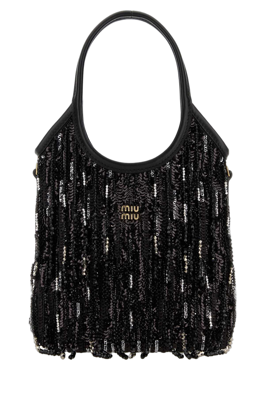 Miu Miu Exterior: 100% Fabric; Lining: 100% Fabric; Finishing: Golden metal shoulder bag in black