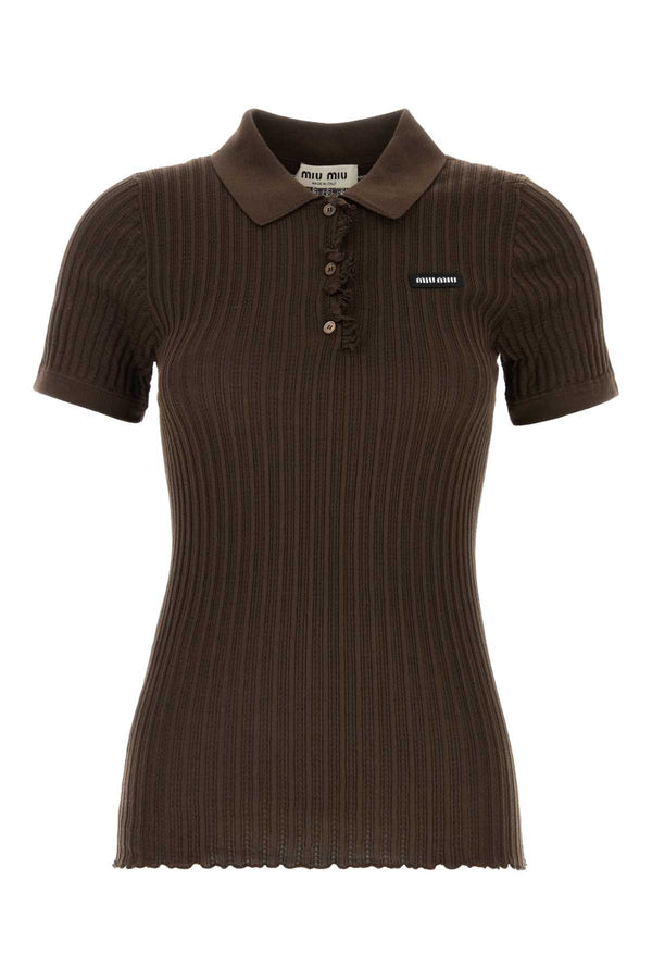 Chocolate Stretch Jersey Polo Shirt Cacao Maglieria