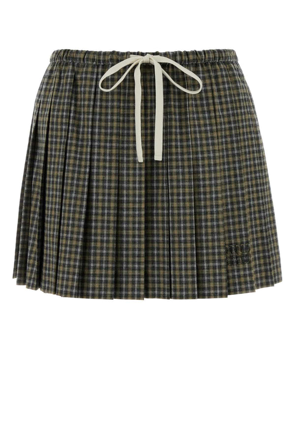 Embroidered Flannel Skirt Grigiosabbia Exterior: Cotton Gonne