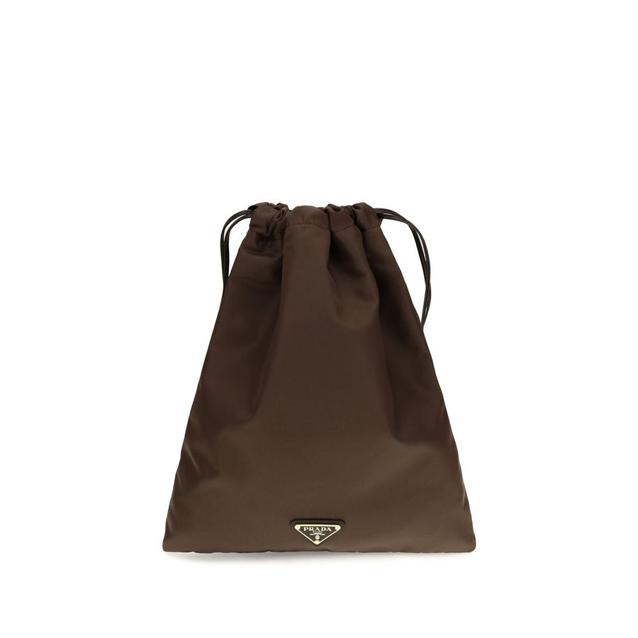 Brown Polyamide Clutch Bag