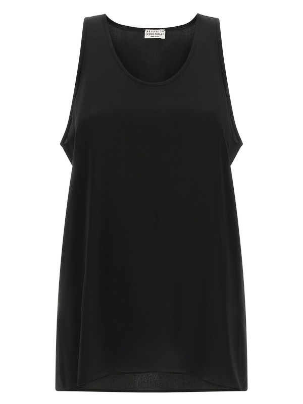 Brunello Cucinelli 100% Silk tank top in black