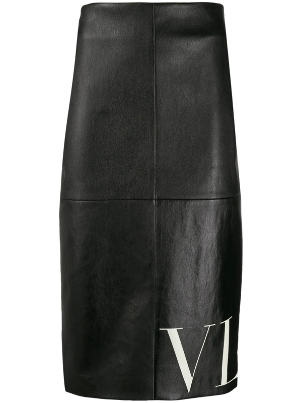 Valentino Lambskin leather skirt in black