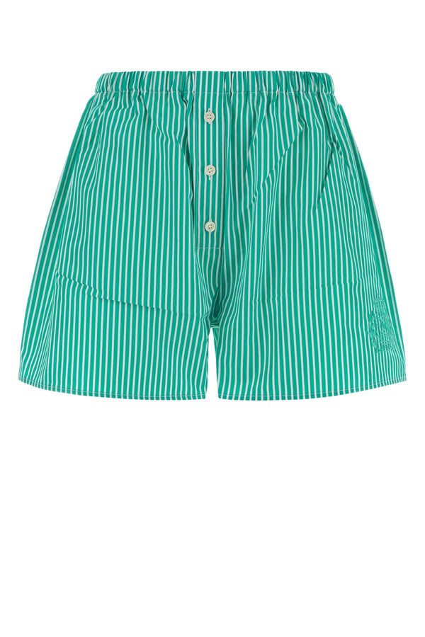 Embroidered Poplin Barbara Shorts Amalfigreenstripedgreen Exterior: Cotton