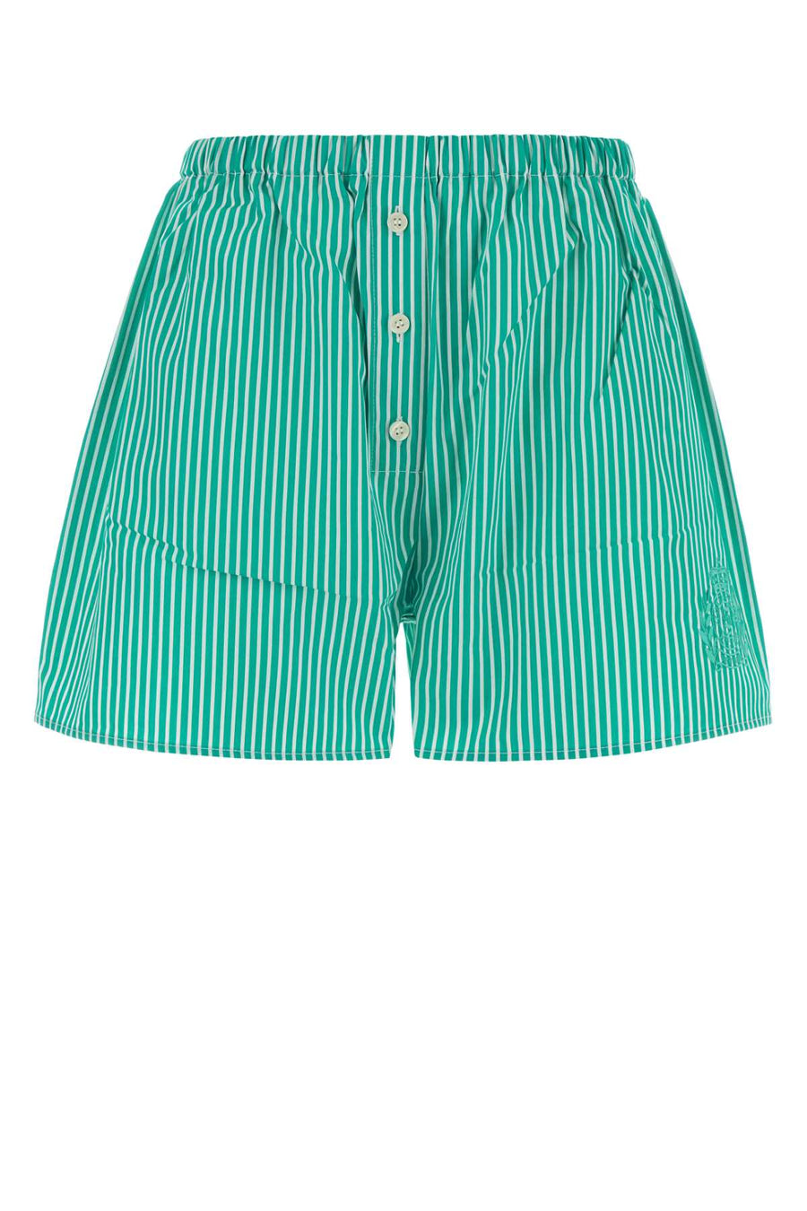 Embroidered Poplin Barbara Shorts Amalfigreenstripedgreen Exterior: Cotton