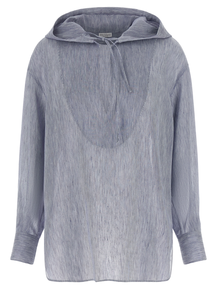 Brunello Cucinelli 78% Linen hoodie in blue