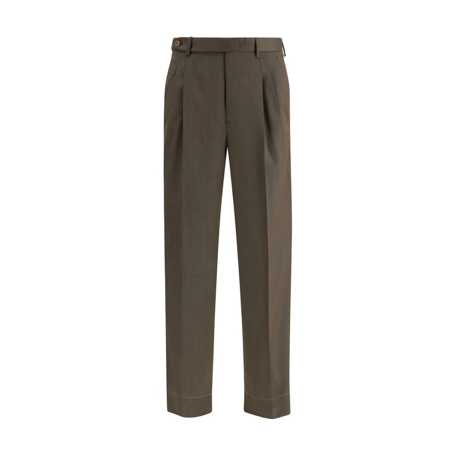 Brioni 100% Fleece Wool Ovis Aries trousers in brown