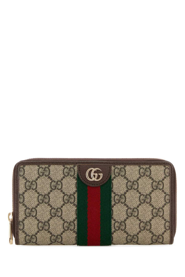 Gucci 100% Fabric with Platinum finishing wallet in brown