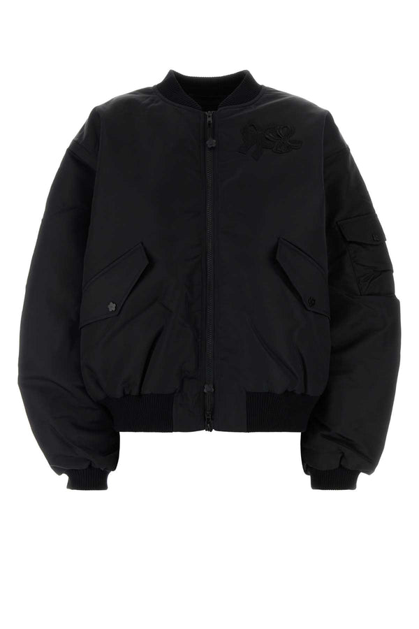 Black Nylon Bomber Jacket Exterior: Lining: Cupro Giubbini