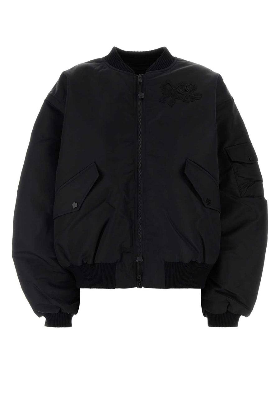 Black Nylon Bomber Jacket Exterior: Lining: Cupro Giubbini