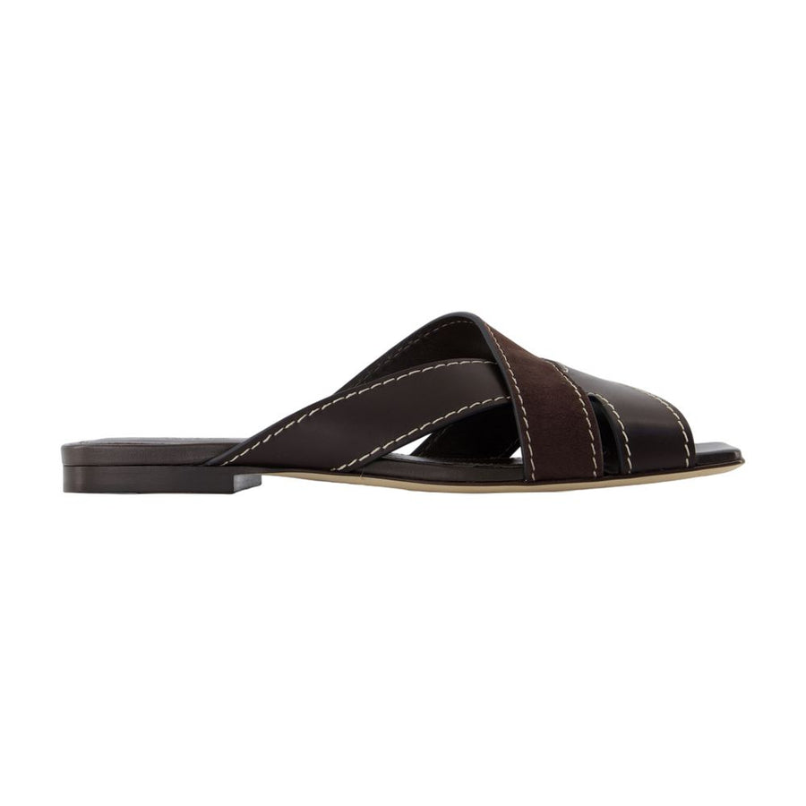 Tod's calfskin slide in brown