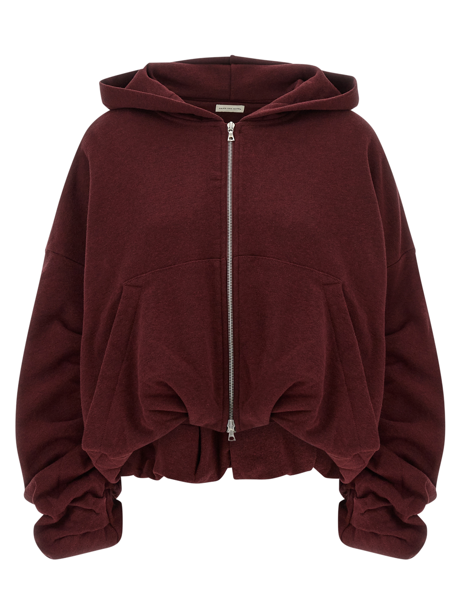 Dries Van Noten 100% cotton hoodie in bordeaux