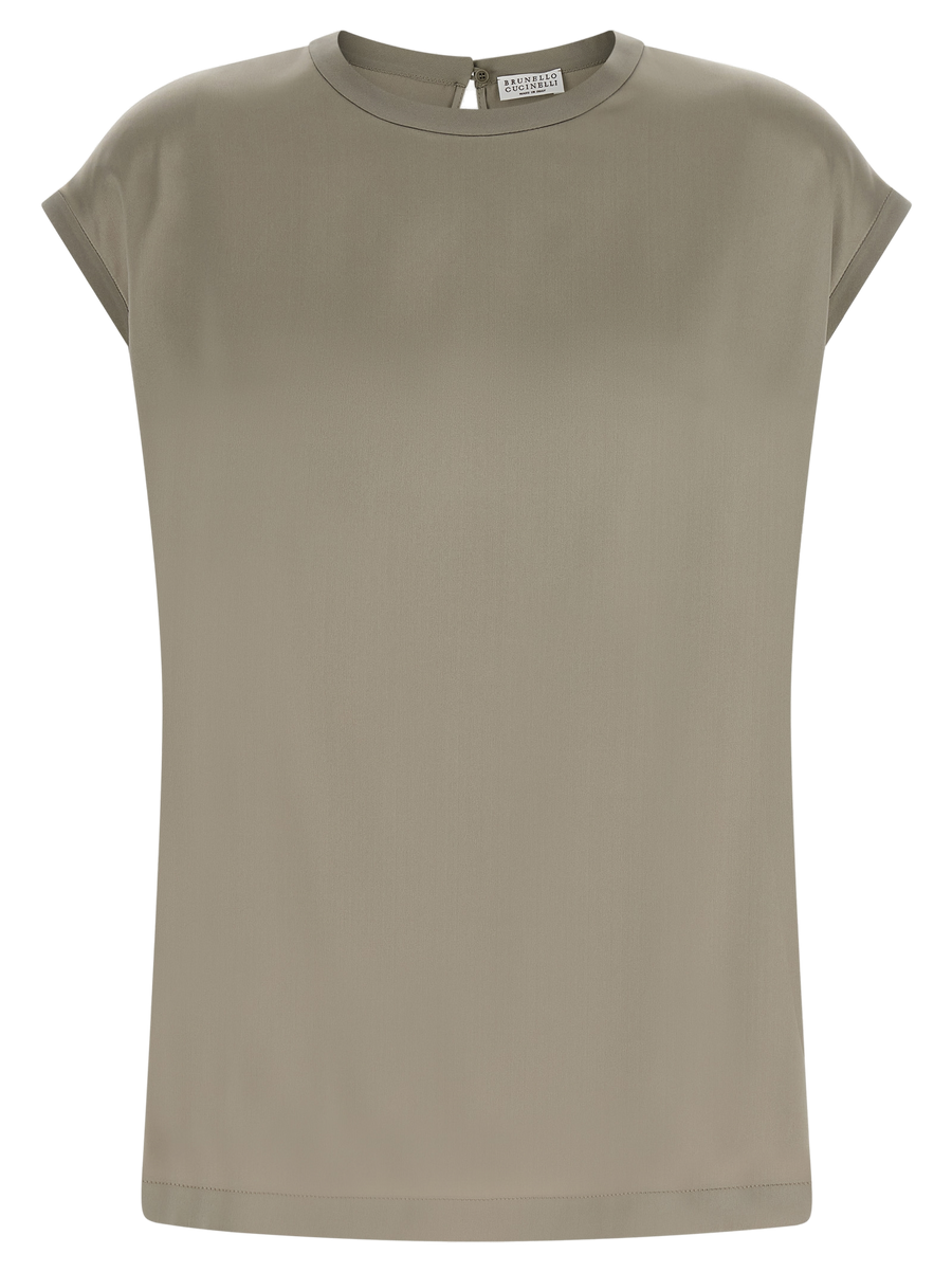 Brunello Cucinelli 96% Silk blouse in green