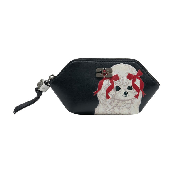 Ganni lambskin coin purse in black