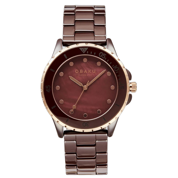 Obaku Stainless steel case watch in brown