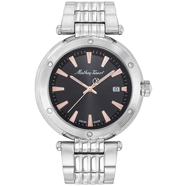 Mathey Tissot Stainless steel case and bracelet watch in black