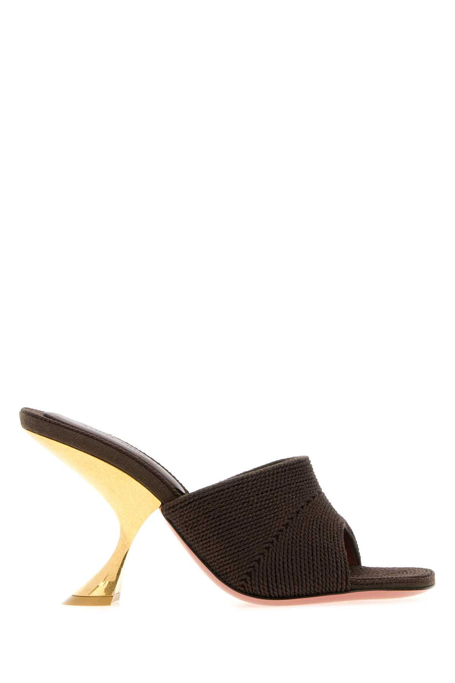 Amina Muaddi Coffe Exterior: 100% Fabric mule in brown