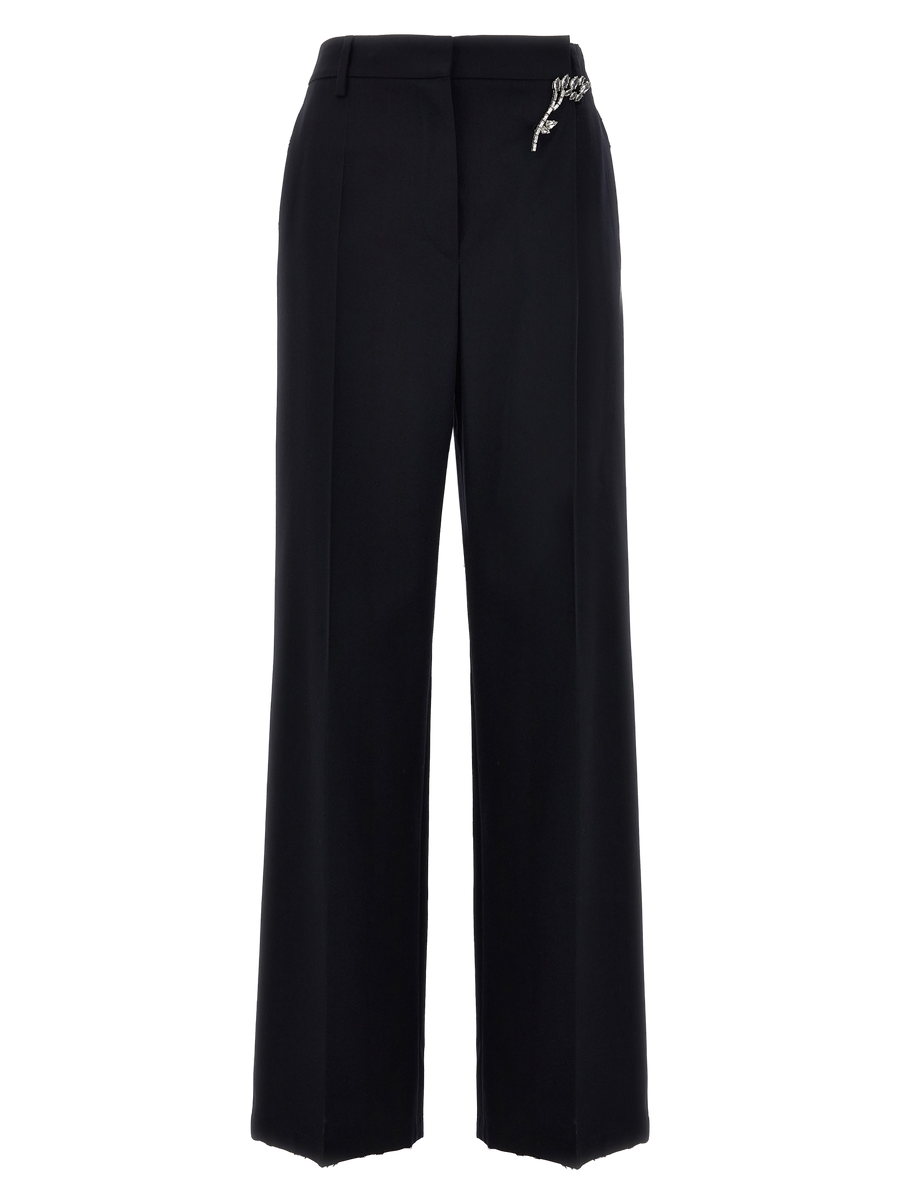 Blue Wool Casual Pants