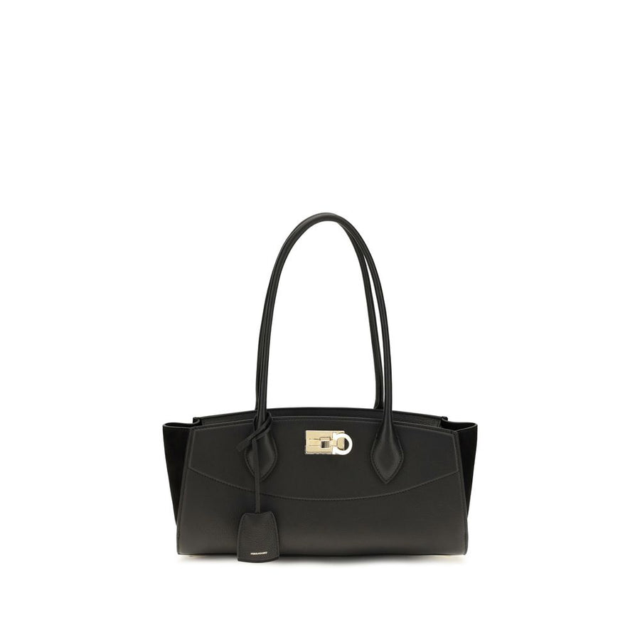 Ferragamo 100% Calf Leather Bos Taurus shoulder bag in black