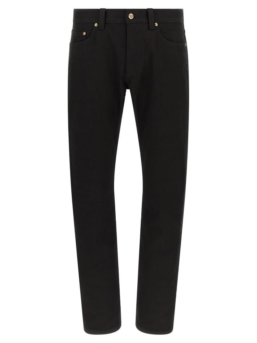 Black Cotton Straight-Leg Jeans Clothing