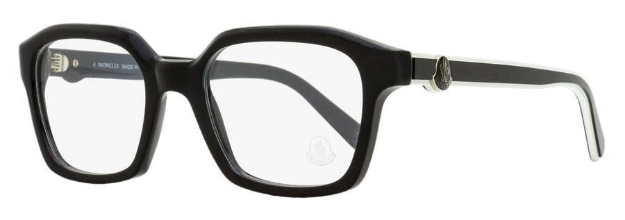 Moncler Rectangular Eyeglasses Ml5181 001 Black-White 52mm Black/white Plastic (acetate)