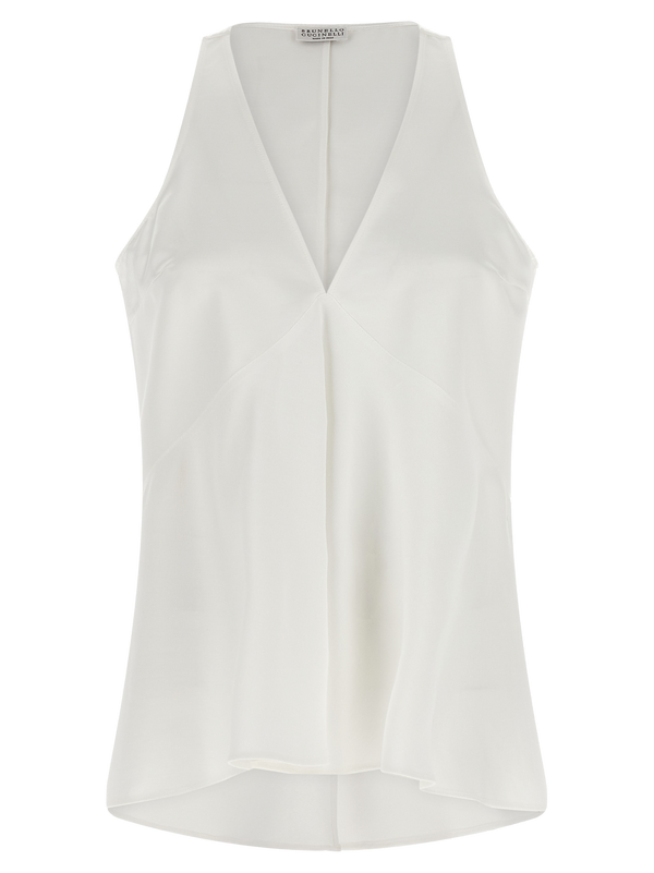 Brunello Cucinelli 68% cotton tank top in white